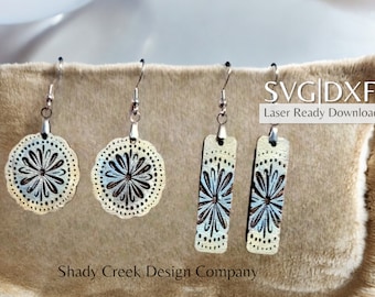 Floral Teardrop Earring Laser Cut File: SVG DXF (Digital Download)