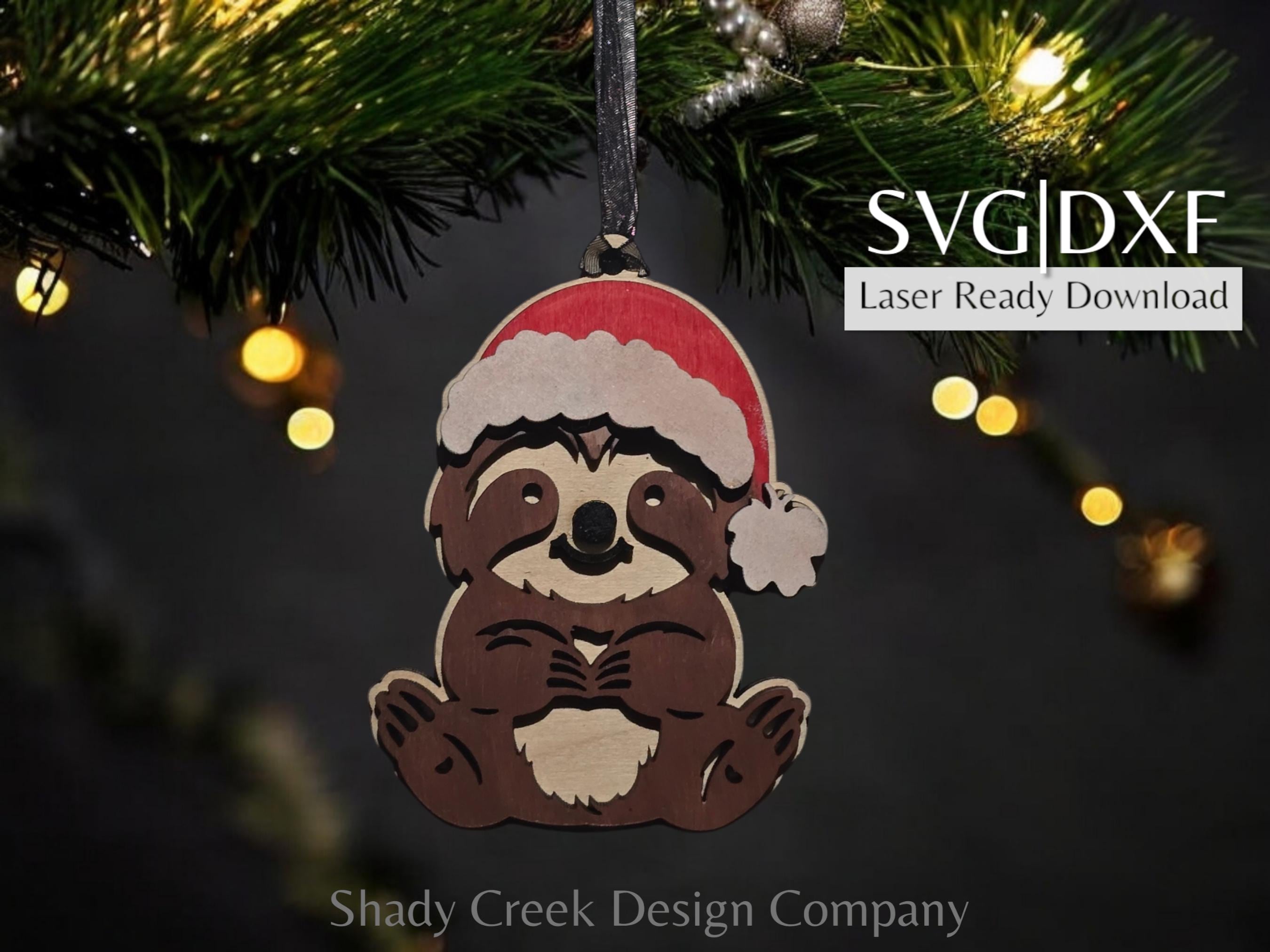 Sloth Christmas Ornament Laser Cut File: SVG DXF (digital Download) - Etsy
