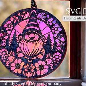 Gnome Suncatcher Download File/Instant Download Gnome Suncatcher/Laser Download File/ Laser Cut File SVG DXF/Suncatcher Laser Window Charm