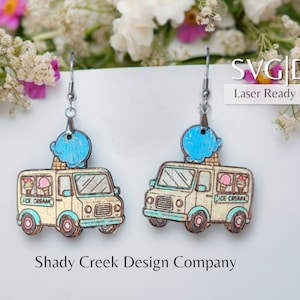 Ice Cream Truck Laser Cut File in DXF SVG/Summer Instant Download Laser Earring File/Ice Cream Earring Laser File/Ice Cream Truck Earring
