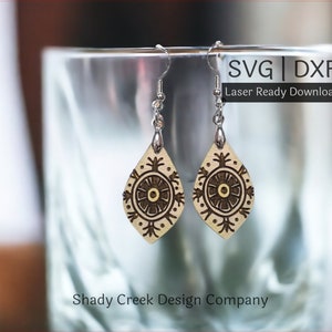 Fun Print Dangle Earring Laser Cut File/Digital Download Laser Cut File DXF SVG/Earrings/Fun Print Earring File for Laser Cutter