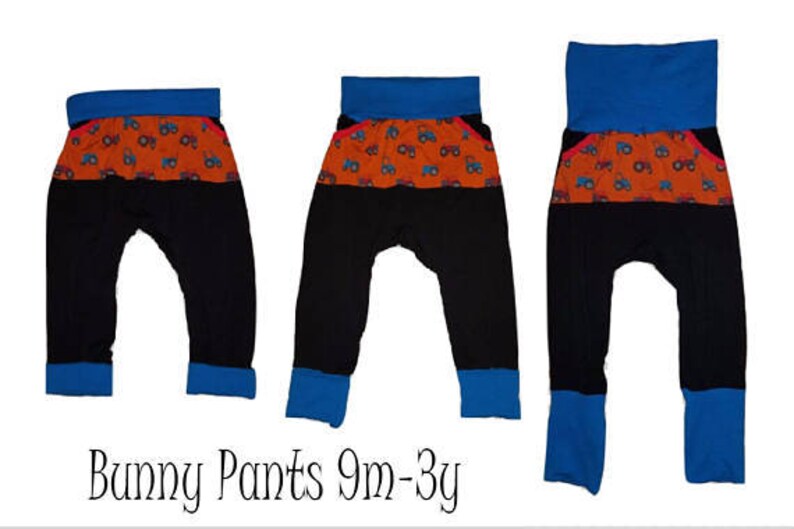 Rainbow Girls Pants Grow with me Pants Bunny Bottoms 3m to 12m Girly Pink Pants Girly grow with me Girls Pants Hearts