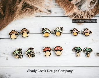 Mushroom Stud Earring SVG Bundle: Laser Cut File (Digital Download)