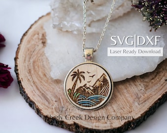 Mountain Scene Necklace Insert Laser Cut File (SVG DXF Digital Download)
