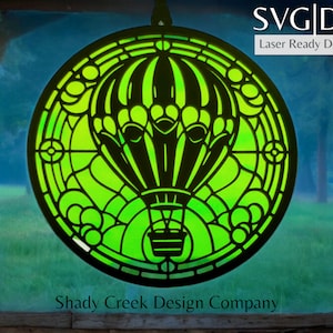Heteluchtballon Suncatcher bestand downloaden/Direct downloaden Hot Air Balloon Suncatcher//Lasergesneden bestand SVG DXF/heteluchtballon cadeau SVG