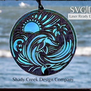 Delfin Ozean Suncatcher Download Datei/Instant Download Suncatcher/Delfin Download Datei/ Laser Cut Datei SVG DXF/Florida Topical SVG File