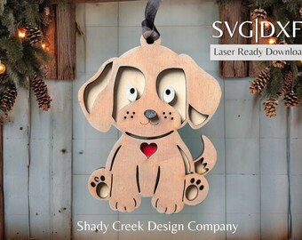 Laser Cut Dog Christmas Ornament SVG DXF File (Digital Download)