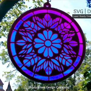 Flower Suncatcher Download File/Instant Download Spring Suncatcher/ Floral Download File/ Laser Cut File SVG DXF/Flower Window Home Decor