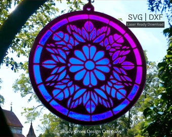 Floral Suncatcher Laser Schnitt Datei: SVG DXF (Digital Download)
