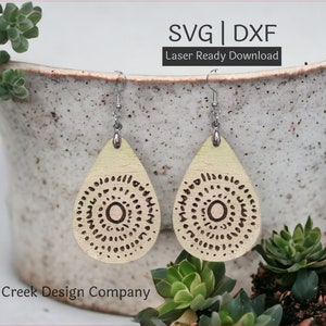 Fun Print Dangle Earring Laser Cut File/Digital Download Laser Cut File DXF SVG/Earrings/Fun Print Earring File for Laser Cutter