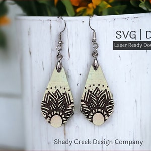 Fun Print Dangle Earring Laser Cut File/Digital Download Laser Cut File DXF SVG/Earrings/Fun Print Earring File for Laser Cutter