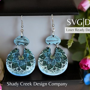 Boho Flower Drop Earring Dangle Earring SVG DXF File For Laser Cutter/Earring File/Earring Laser Cut File/Instant Download Jewelry