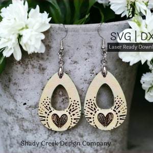 Fun Print Dangle Earring Laser Cut File/Digital Download Laser Cut File DXF SVG/Earrings/Fun Print Earring File for Laser Cutter