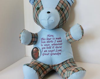 teddies made out of loved ones clothes