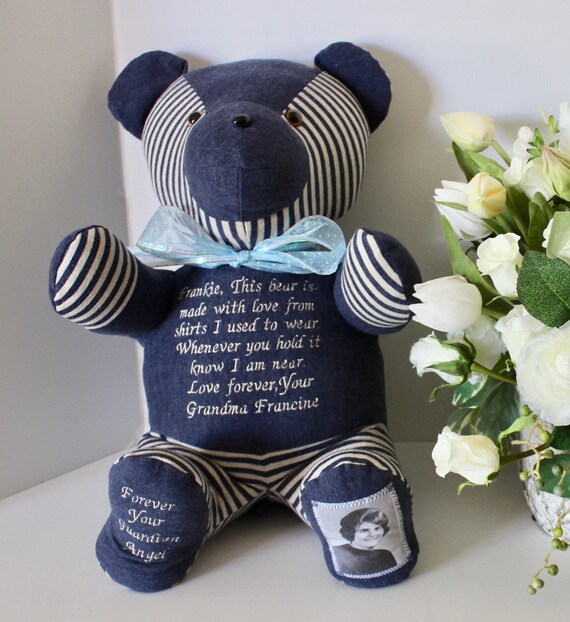 teddy bears made out of loved ones clothing