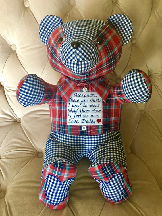 memory teddy bears made from loved ones clothing