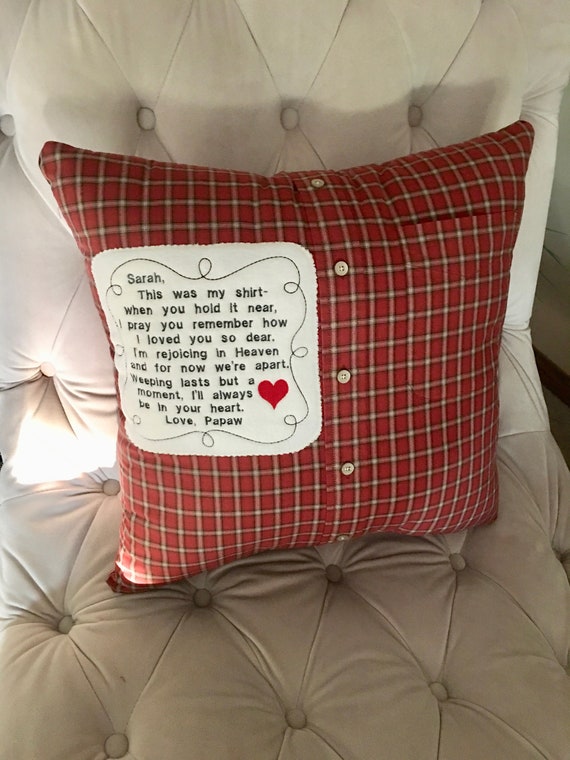 shirt Quilt Pillow Keepsake Pillow | Etsy T Shirt Memory Pillow