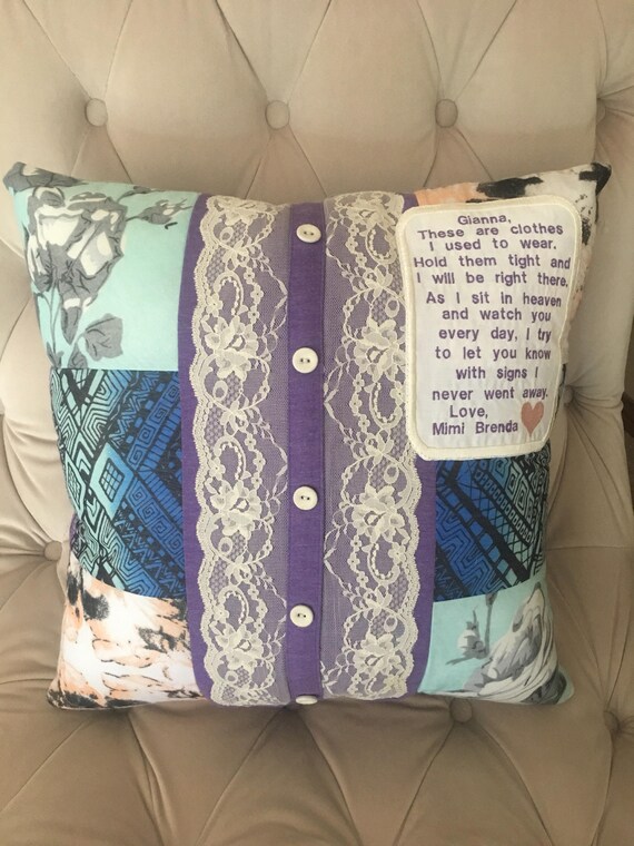 Quilt Pillow From Loved Ones Clothes Keepsake Pillow Heart Pillow Patchwork Pillow Photo Pillow Loss Of Mom Loss Of Mother - 