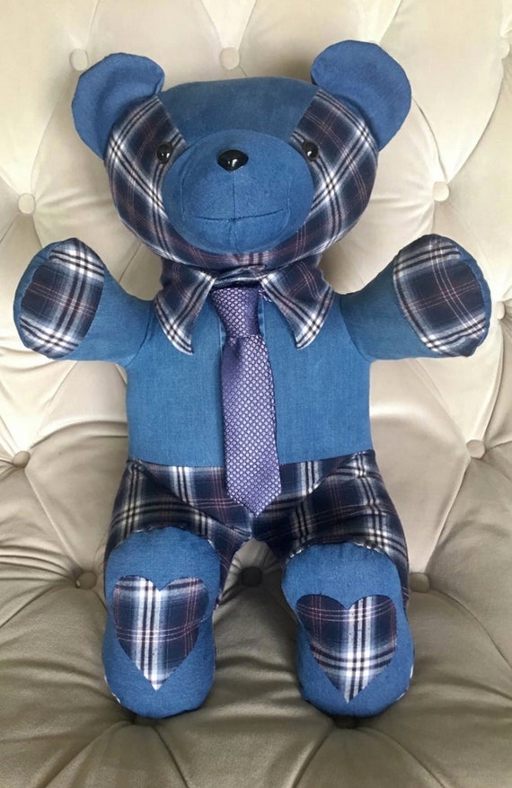 teddy bear made from grandpa's shirt