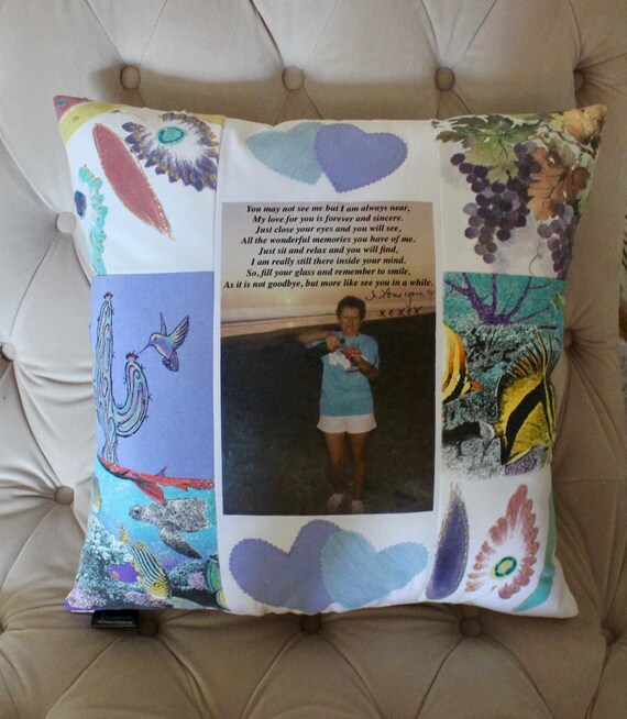 Quilt Pillow From Loved Ones Clothes Keepsake Pillow Heart Pillow Patchwork Pillow Photo Pillow Loss Of Mom Loss Of Mother - 