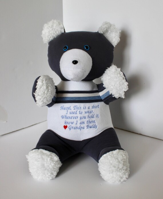 teddy bear made from grandpa's shirt