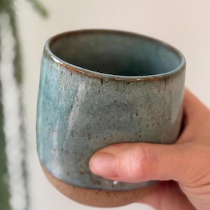 Teal Thumb Dimple Mug – Handmade Stoneware Coffee Cup (10 or 12 oz)