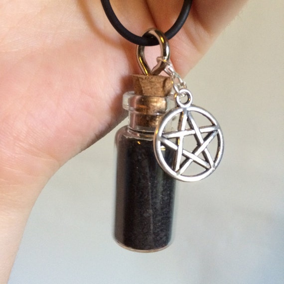 Salt Bottle Necklace w Pentagram Charm Unfortunately Oh!: Bottle Necklace