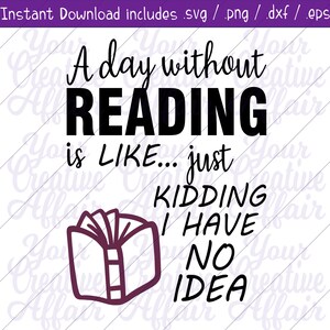 Een dag zonder lezen is als een grapje Ik heb geen idee svg, dag zonder te lezen svg, svg, Boek Liefde svg, Liefde lezen, Silhouet, Cricut