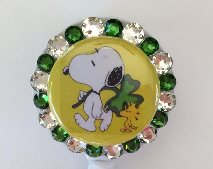 Snoopy and Woodstock St.Patrick\u2019s Day BadgeID Holder with Charms