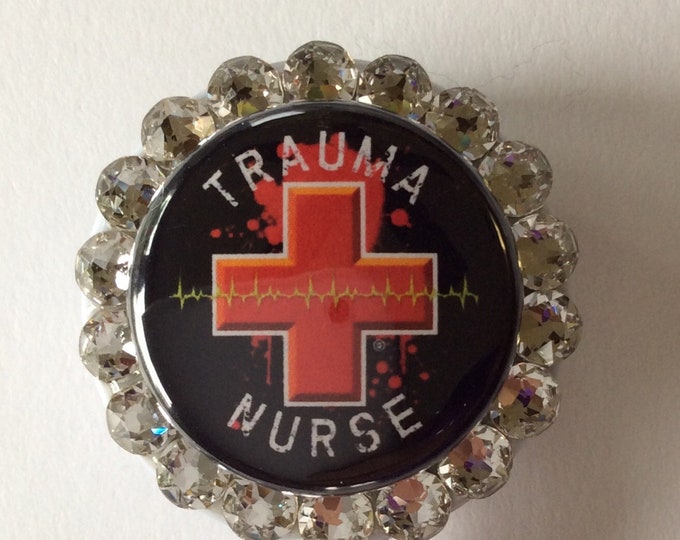 Trauma Nurse Retractable Reel BadgeID Holder with CharmBeads