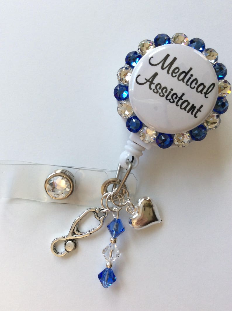Medical Assistant Retractable Badge Holder With Charms/beads Etsy