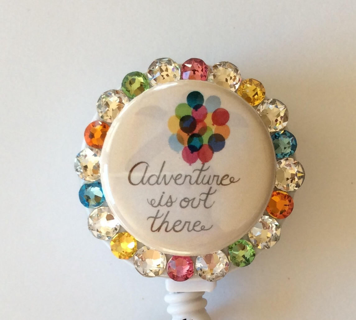 UP Adventure Is Out There Decorative Badge/ID Holder with Charm/Beads