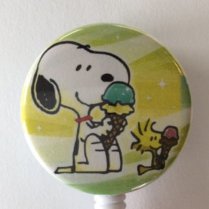 Peanuts Inspired Ice Cream Retractable Reel Badge Holder with Charms