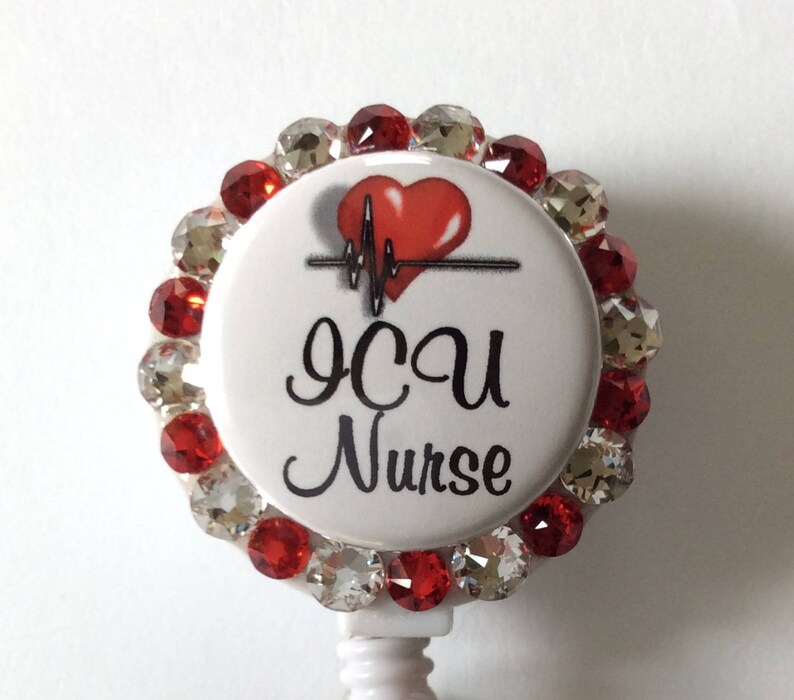 ICU Nurse Decorative Badge/id Holder With Charms/beads Etsy