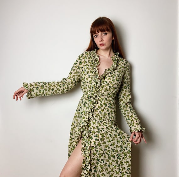 Vintage 1970’s Forrest Fairy Green Ditsy Floral Co