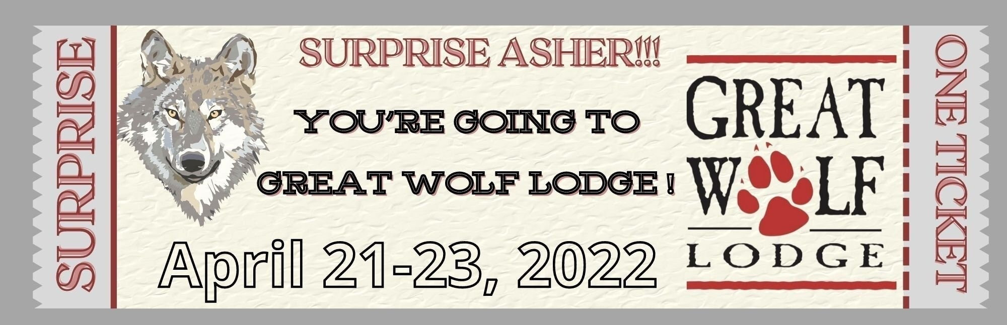 Personalized Surprise Great Wolf Lodge Ticket Update With Etsy