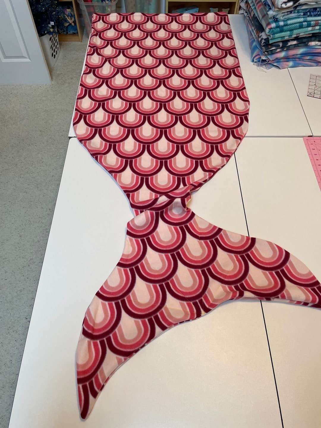 Shellytails Fleece Mermaid Tail Sleeping Bag Style Blanket in Scale