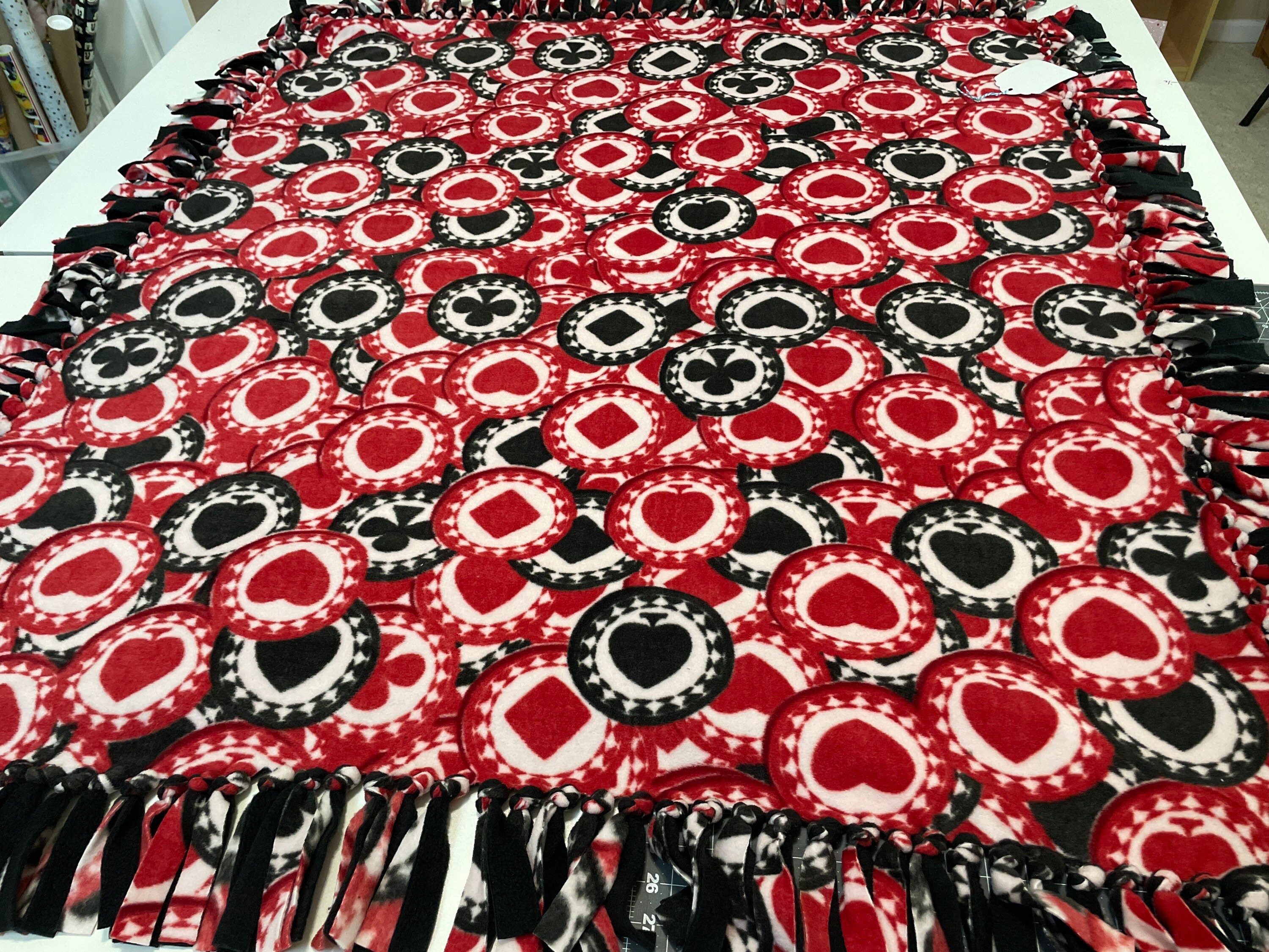 Poker Chip Fleece Tie Blanket Print Etsy