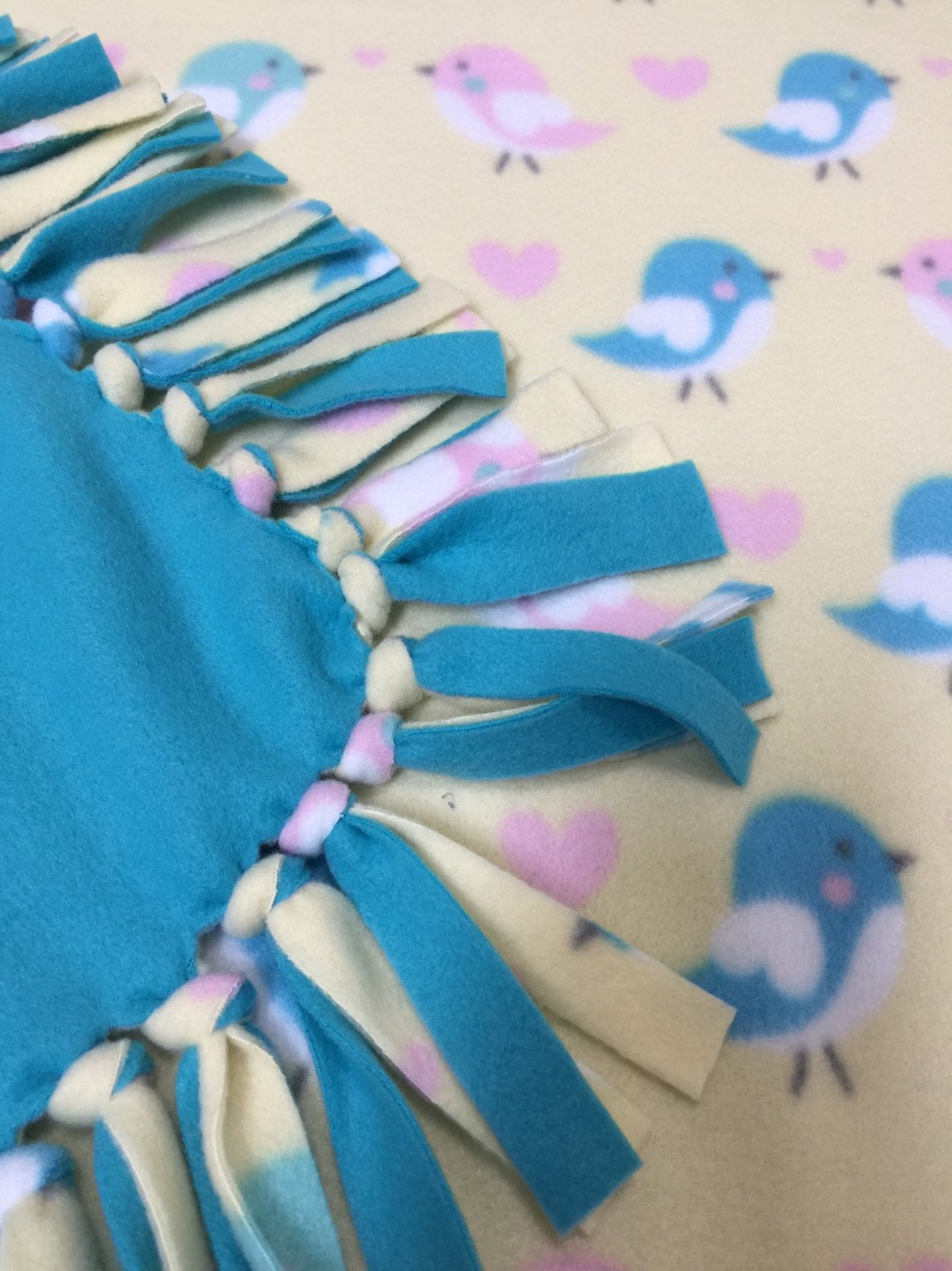 Birdie Fleece Tie Blanket in a Bird Print Etsy