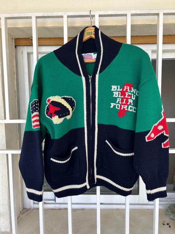 air force navy fleece cardigan