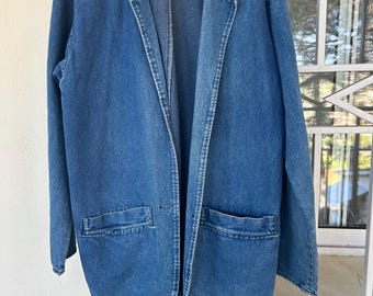 Vintage Blue denim coat/ jacket 1980s