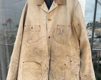 Super distressed Venice Style Carhatt jacket Made in USA with Indian blanket lining.