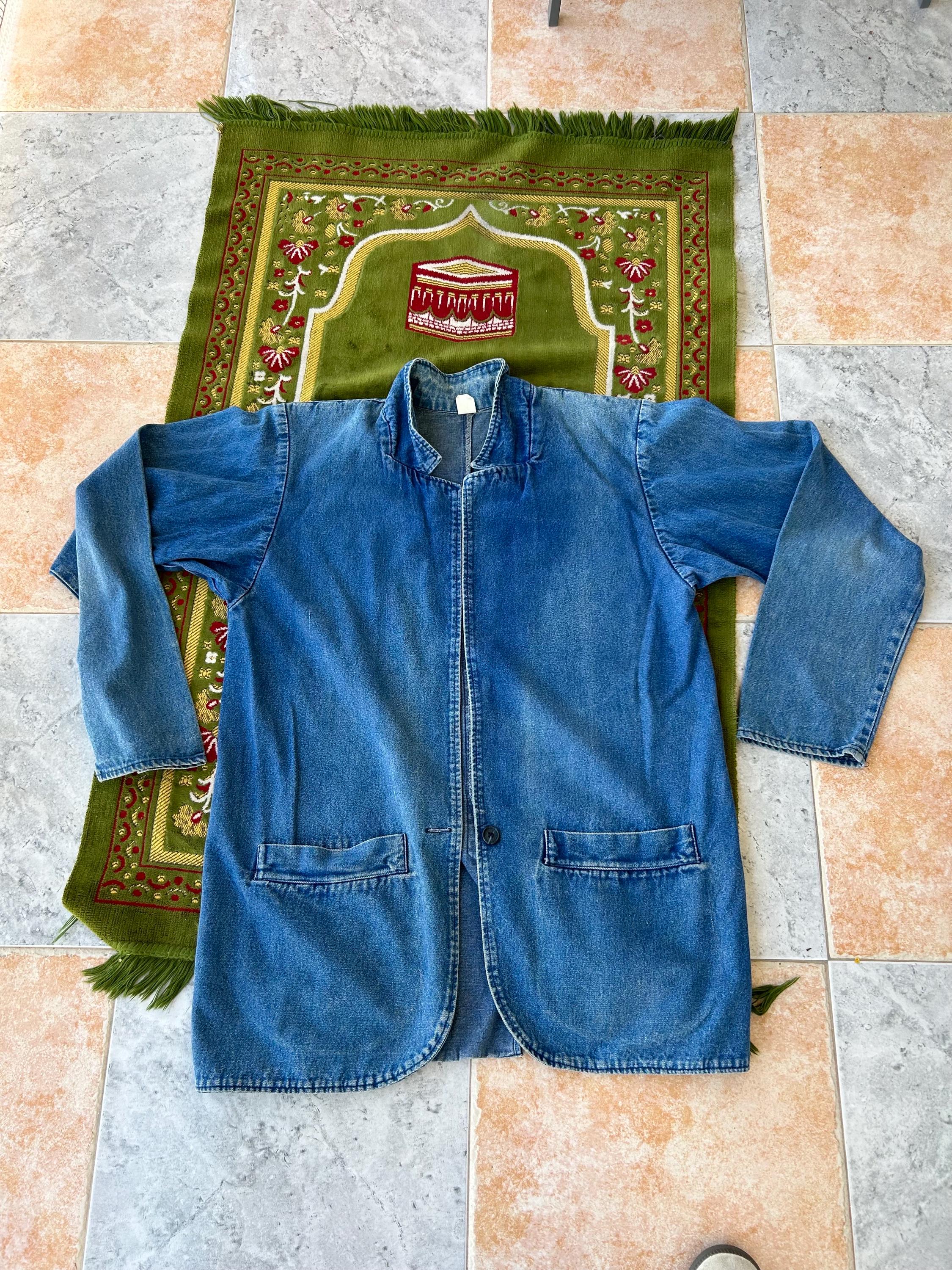 Vintage Dark Blue Checked Oversized Blazer main image 1