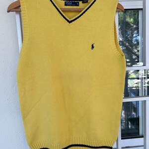 Vintage Polo Ralph Lauren Yellow Knit Vest | 100% cotton| Made in Japan | size XL | Preppy Y2K