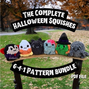 Crochet PATTERNS: ALL 6 Halloween Squishes Bundle (English)