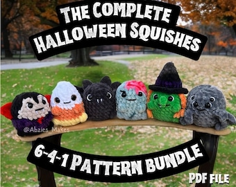 Crochet PATTERNS: ALL 6 Halloween Squishes Bundle (English)