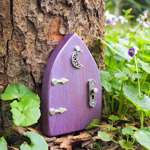 Moon Door, Wooden Fairy Door, Crescent Moon Door, Choose from 8 Colours, Tiny Mouse Door, Garden Decor, Home Decor