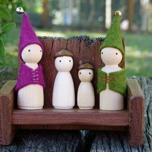 Large Bell Gnome, Wood and Wool Felt Gnome, Choose Your Colour, Peg Doll Gnome, Steiner Inspired image 8