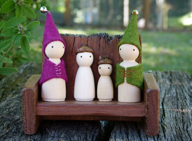 Large Bell Gnome, Wood and Wool Felt Gnome, Choose Your Colour, Peg Doll Gnome, Steiner Inspired image 8