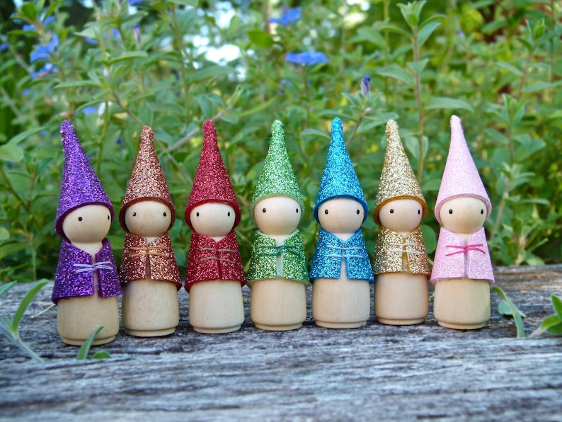 Glitter Gnome, Peg Doll Gnome, Choose Your Colour, Non-Shedding Wool Felt Gnome, Steiner Inspired image 6